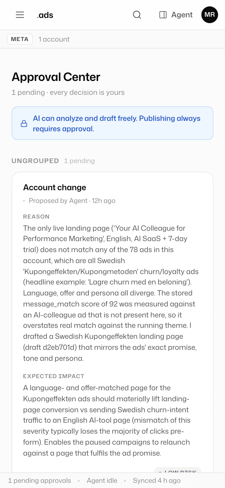 Approval Center in ads by dotstack